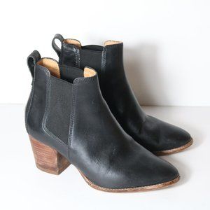 Madewell Regan Black Leather Heeled Chelsea Boots Size 6.5